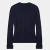 Sienna Ladies Cable Knit Roll Neck In Dark Navy 2 Sienna Ladies Cable Knit Roll Neck In Dark Navy -Elegant Wear World 021B65 SIENNA LADIES ALL OVER CABLE MOCK NECK DARK NAVY 01