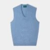 Norfolk Men's Lambswool Slipover In Glacier - Classic Fit -Elegant Wear World 050A62 NORFOLK VEE NECK SLIPOVER GLACIER 01