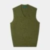 Norfolk Men's Lambswool Slipover In Green Bean - Classic Fit -Elegant Wear World 050A62 NORFOLK VEE NECK SLIPOVER GREEN BEAN 01