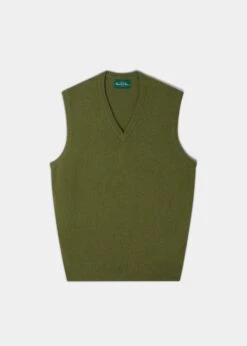 Norfolk Men's Lambswool Slipover In Green Bean - Classic Fit
