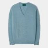Hampshire Lambswool Jumper In Blue Seal - Classic Fit -Elegant Wear World 050A65 HAMPSHIRE CLASSIC SADDLE SHOULDER VEE BLUE SEAL 01