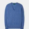Hampshire Lambswool Jumper In Blue Velvet - Classic Fit -Elegant Wear World 050A65 HAMPSHIRE CLASSIC SADDLE SHOULDER VEE BLUE VELVET 01