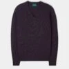 Kilsyth Men's Lambswool Jumper In Elderberry - Regular Fit -Elegant Wear World 050K53 KILSYTH SEMI CLASSIC SADDLE VEE ELDERBERRY 01