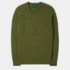 Lenzie Men's Lambswool Jumper In Green Bean - Regular Fit -Elegant Wear World 050K54 LENZIE SEMI CLASIC SADDLE SHOULDER CREW NECK GREEN BEAN 01