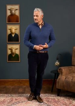 Sutherland Lambswool 1/4 Zip Jumper In Rhapsody - Regular Fit -Elegant Wear World 050T03 SUTHERLAND HALF ZIP MOCK NECK RHAPSODY 06