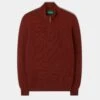 Sutherland Lambswool 1/4 Zip Jumper In Sienna - Regular Fit -Elegant Wear World 050T03 SUTHERLAND HALF ZIP MOCK NECK SIENNA 01