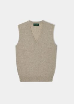 Erin Luxury Vee Neck Tank Top In Porridge