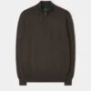 Ashfield 1/4 Zip Cotton Merino Jumper In Seaweed -Elegant Wear World 164Z64 ASHFIELD INSET SLEEVE QUARTER ZIP MOCK NECK SEAWEED 01