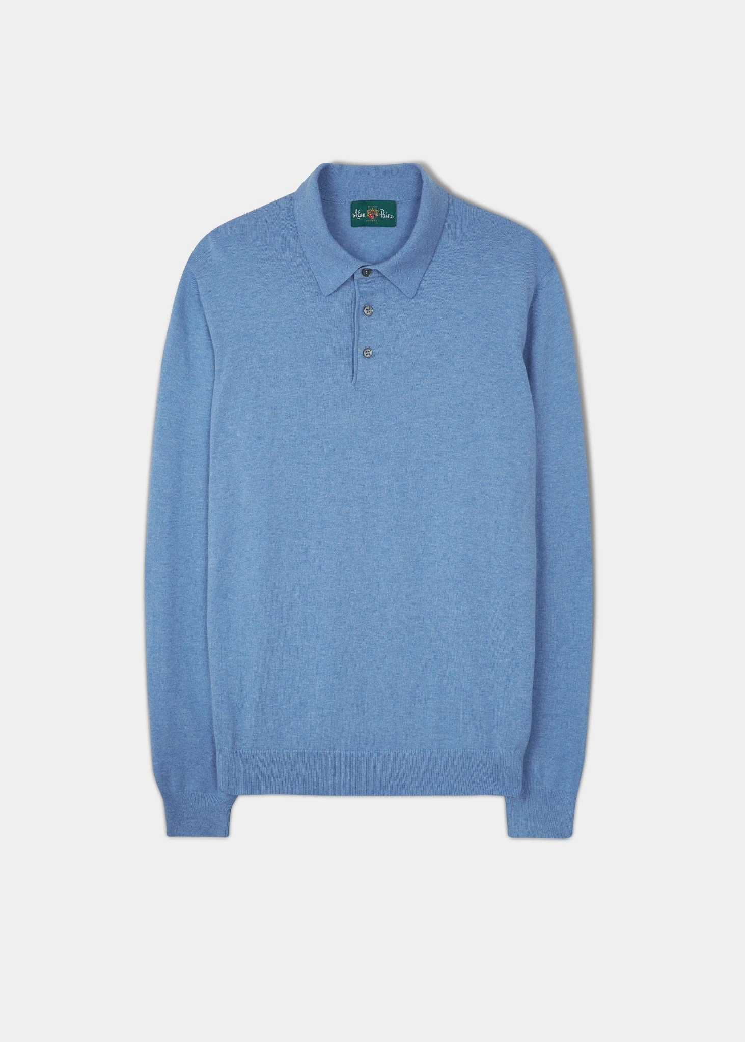 Pentlow Luxury Cotton Long Sleeve Polo Shirt In Carolina Blue 1 Pentlow Luxury Cotton Long Sleeve Polo Shirt In Carolina Blue