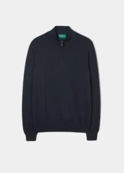 Selhurst Cotton Cashmere 1/4 Zip Jumper In Dark Navy