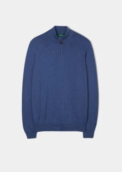 Selhurst Cotton Cashmere 1/4 Zip Jumper In Indigo