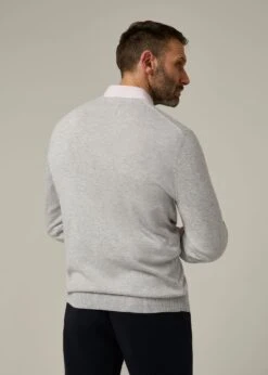 Rothwell Cotton Cashmere Jumper In Dove -Elegant Wear World 196t01 rothwell mens cotton cashmere jumper dove 6