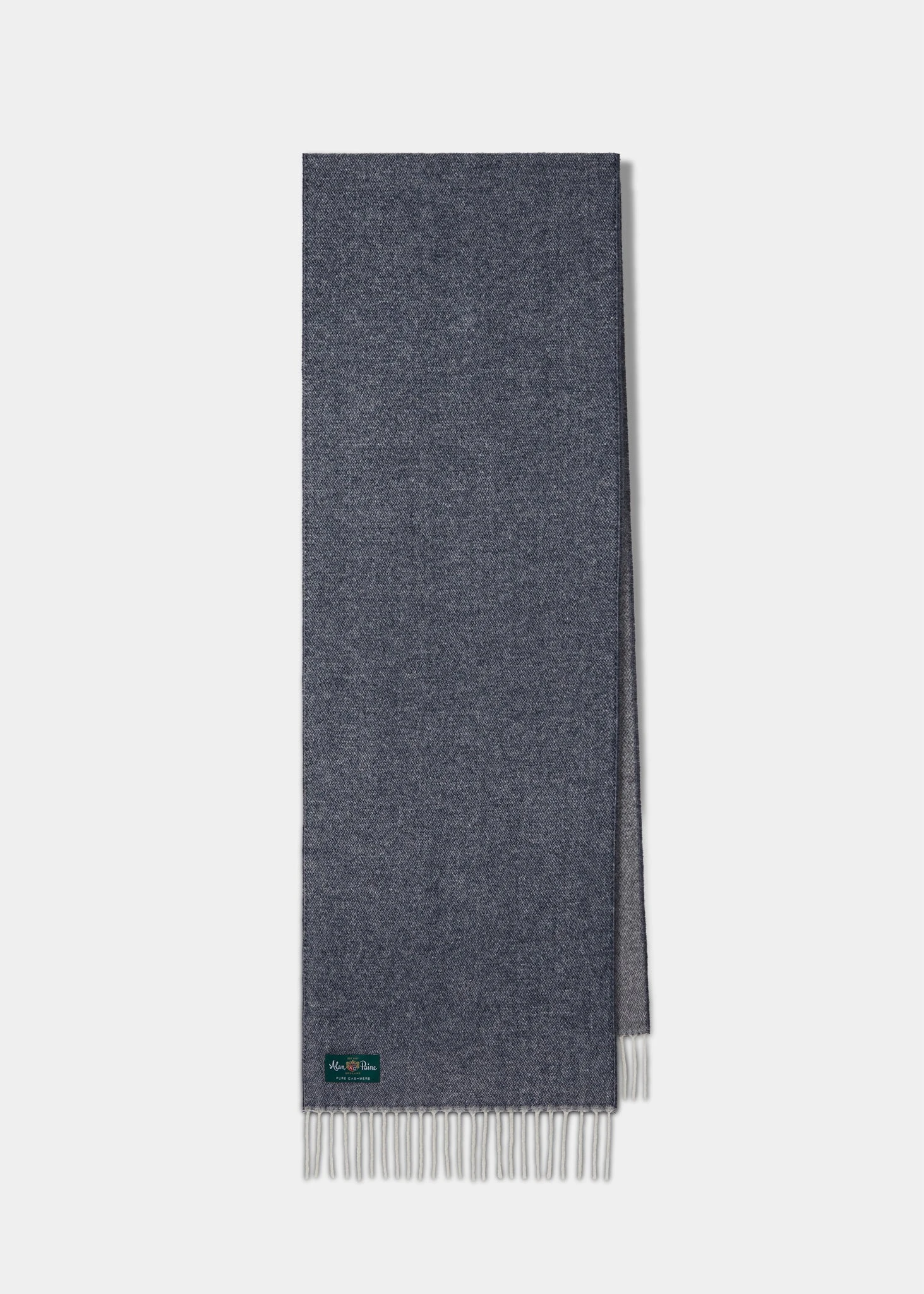 Tackley Two Colour Reversible Cashmere Scarf In Indigo And Grey Mix 1 Tackley Two Colour Reversible Cashmere Scarf In Indigo And Grey Mix