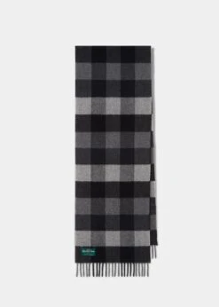 Strone Cashmere Check Scarf In Grey