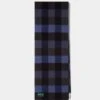Strone Cashmere Check Scarf In Navy