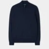 Ashfield 1/4 Zip Cotton Merino Jumper In Dark Navy -Elegant Wear World ASHFIELD QUARTER ZIP JUMPER DARK NAVY