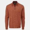 Streetly Men's 1/2 Zip Mock Neck Jumper In Tiger - Classic Fit -Elegant Wear World Alan Paine Streetly Half Zip Mock Neck in Tiger