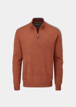 Streetly Men's 1/2 Zip Mock Neck Jumper In Tiger - Classic Fit