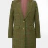 Surrey Ladies Mid-Thigh Tweed Coat In Marsh - Regular Fit -Elegant Wear World Alan Paine Surrey Ladies Mid thigh Coat in Marsh