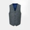 Surrey Men's Tweed Lined Country Waistcoat In Blue Check - Regular Fit -Elegant Wear World Alan Paine Surrey Mens Waistcoat in Blue Check