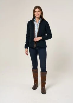 Aylsham Ladies Fleece Jacket In Dark Navy - Regular Fit -Elegant Wear World Aylsham Ladies Fleece Jacket Navy 1