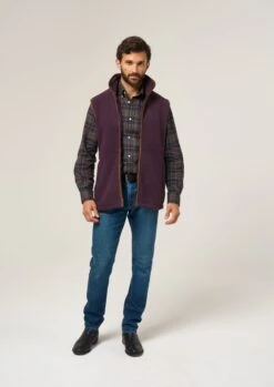 Aylsham Men's Fleece Gilet In Plum - Regular Fit -Elegant Wear World Aylsham Mens Fleece Gilet Plum 1