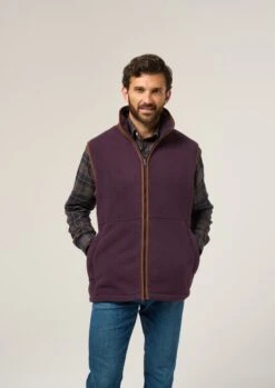 Aylsham Men's Fleece Gilet In Plum - Regular Fit -Elegant Wear World Aylsham Mens Fleece Gilet Plum 3