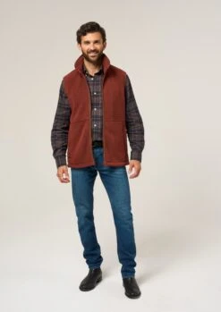 Aylsham Men's Fleece Gilet In Rust - Regular Fit -Elegant Wear World Aylsham Mens Fleece Gilet Rust 2