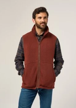 Aylsham Men's Fleece Gilet In Rust - Regular Fit -Elegant Wear World Aylsham Mens Fleece Gilet Rust