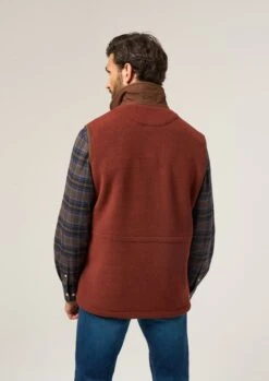 Aylsham Men's Fleece Gilet In Rust - Regular Fit -Elegant Wear World Aylsham Mens Fleece Gilet Rust 3