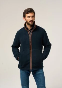 Aylsham Men's Fleece Windblock In Dark Navy - Regular Fit -Elegant Wear World Aylsham Mens Fleece Jacket Navy 399771d6 8df1 4bd4 95e2 160c1da4afac