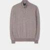 Barton Merino Wool 1/4 Zip Mock Jumper In Linen - Regular Fit -Elegant Wear World Barton Mens Merino Wool Quarter Zip Mock Neck Jumper Linen