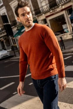Brisbane Geelong Wool Jumper In Tiger - Regular Fit -Elegant Wear World Brisbane Geelong Wool Jumper in Tiger