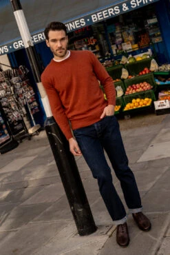 Brisbane Geelong Wool Jumper In Tiger - Regular Fit -Elegant Wear World Brisbane Geelong Wool Jumper in Tiger 3