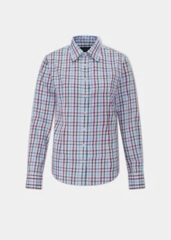 Bromford Ladies Cotton Check Shirt In Wine - Regular Fit