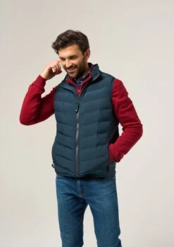 Calsall Men's Hybrid Gilet In Navy - Regular Fit -Elegant Wear World Calsall Mens Hybrid Quilted Gilet Navy 1