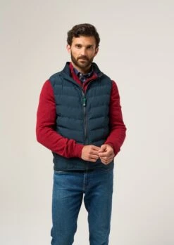 Calsall Men's Hybrid Gilet In Navy - Regular Fit -Elegant Wear World Calsall Mens Hybrid Quilted Gilet Navy