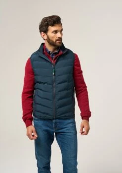 Calsall Men's Hybrid Gilet In Navy - Regular Fit -Elegant Wear World Calsall Mens Hybrid Quilted Gilet Navy 5