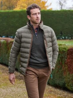 Calsall Men's Jacket In Olive -Elegant Wear World Calsall Mens Quilted Jacket Olive