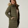 Calsall Ladies Olive Jacket - Regular Fit -Elegant Wear World Calsall Womens Quilte Long Coat Olive 1