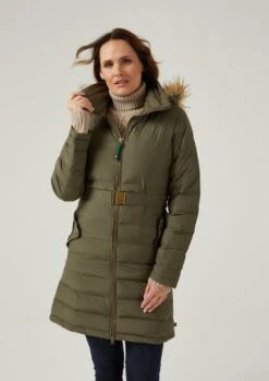 Calsall Ladies Olive Jacket - Regular Fit 8 Calsall Ladies Olive Jacket - Regular Fit -Elegant Wear World Calsall Womens Quilte Long Coat Olive 3