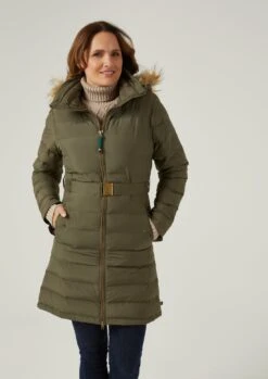 Calsall Ladies Olive Jacket - Regular Fit 10 Calsall Ladies Olive Jacket - Regular Fit -Elegant Wear World Calsall Womens Quilte Long Coat Olive 5