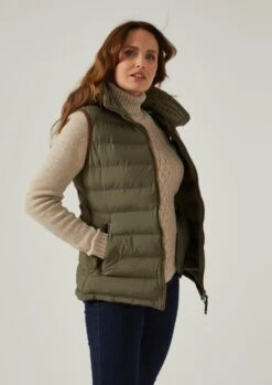 Calsall Ladies Olive Gilet - Regular Fit -Elegant Wear World Calsall Womens Quilted Country Gilet Olive 1