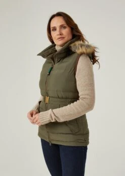 Calsall Ladies Olive Gilet - Regular Fit -Elegant Wear World Calsall Womens Quilted Country Gilet Olive 3