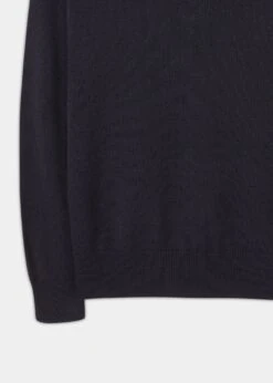 Selkirk Cashmere Jumper In Dark Navy - Classic Fit -Elegant Wear World Cashmere Saddle Shoulder Navy Jumper 3