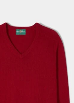 Selkirk Cashmere Jumper In Ruby - Classic Fit -Elegant Wear World Cashmere Saddle Shoulder Ruby Navy Jumper1