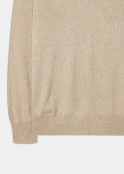 Haddington Cashmere Jumper In Linen - Regular Fit -Elegant Wear World Cashmere Sweater Linen 2