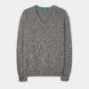 Selkirk Cashmere Jumper In Derby - Classic Fit -Elegant Wear World CashmereSaddleShoulderGreyJumper