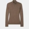 Clara Ladies Wool And Cashmere Roll Neck Jumper In Pecan -Elegant Wear World Clara Ladies Wool Cashmere Roll Neck Jumper Pecan