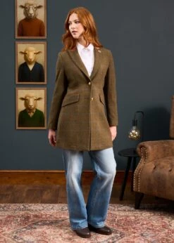 Combrook Ladies Mid-Thigh Coat In Willow - Regular Fit -Elegant Wear World Combrook Ladies Mid Thigh Coat Willow 3